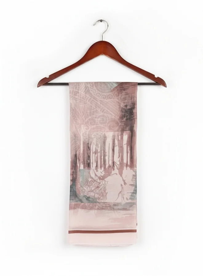 lamha abaya Nude Rose Gradient Scarf – Subtle Artistic Print