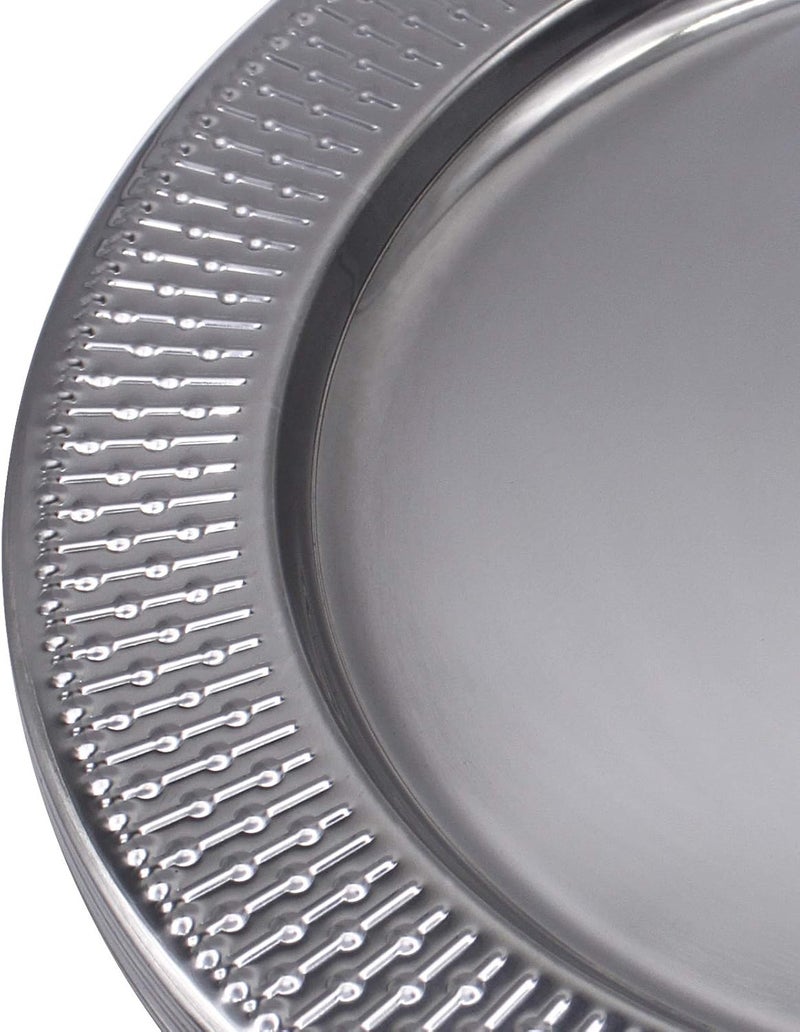 Brightalk 13-Inch Stainless Steel Beaded Charger Plates, Silver Dinner Plate Chargers Set of 6, Round Server Ware - Image 2
