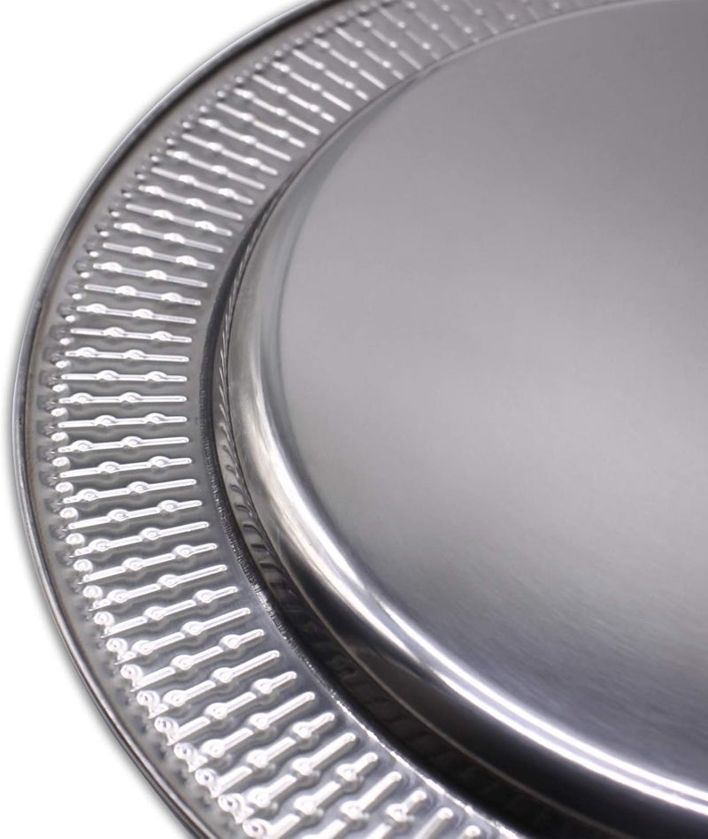 Brightalk 13-Inch Stainless Steel Beaded Charger Plates, Silver Dinner Plate Chargers Set of 6, Round Server Ware - Image 3