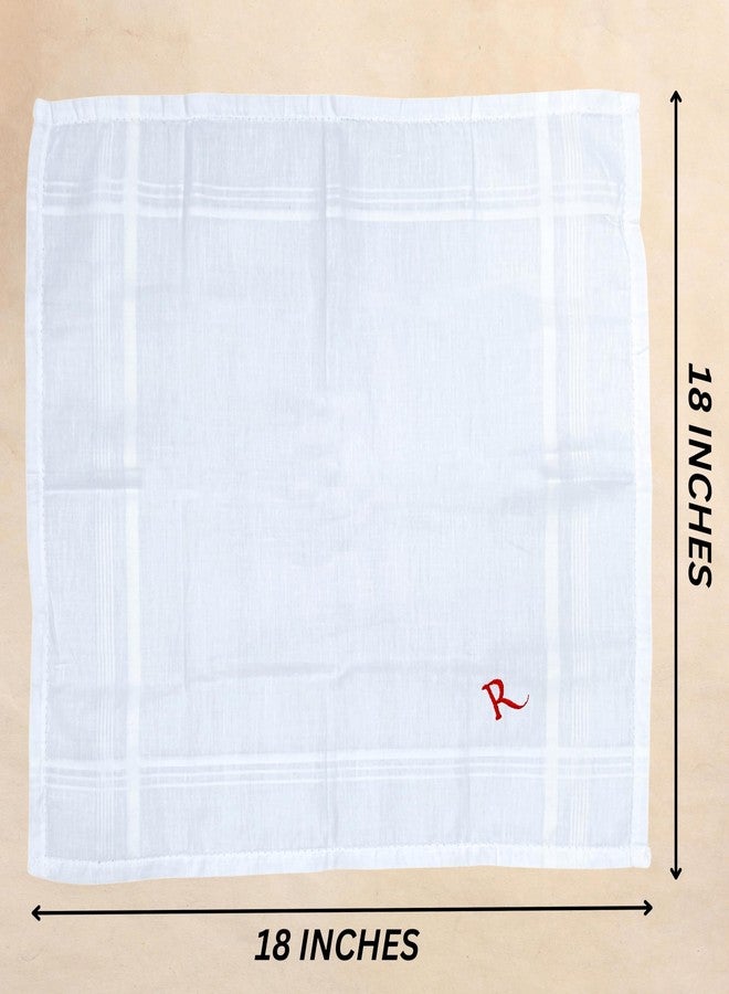 Hell Blues HB Initial Monogrammed Handkerchief for Men, 3 Piece Hand guided Embroidered Pure Cotton King size White Hanky Gift set (R) - Image 5