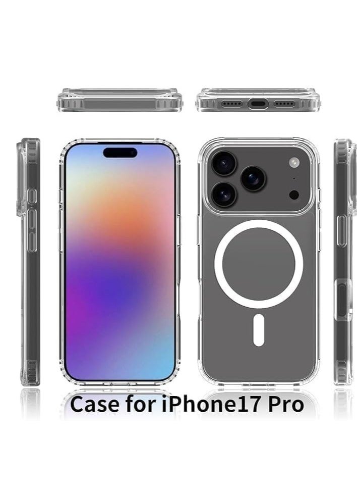 for  iPhone 17 Pro Max Case Clear [Compatible with Magsafe] [Strong Magnet] [Non-Yellowing] Magnetic Slim Thin Bumper Phone Cover, Lightweight, and Durable Clear - Image 2