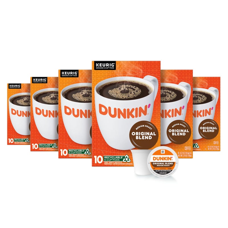 Dunkin Donuts Dunkin Original Blend Coffee Medium Roast KCup Pods Keurig KCup Pods 10 Count Boxes Pack of 6 - Image 3