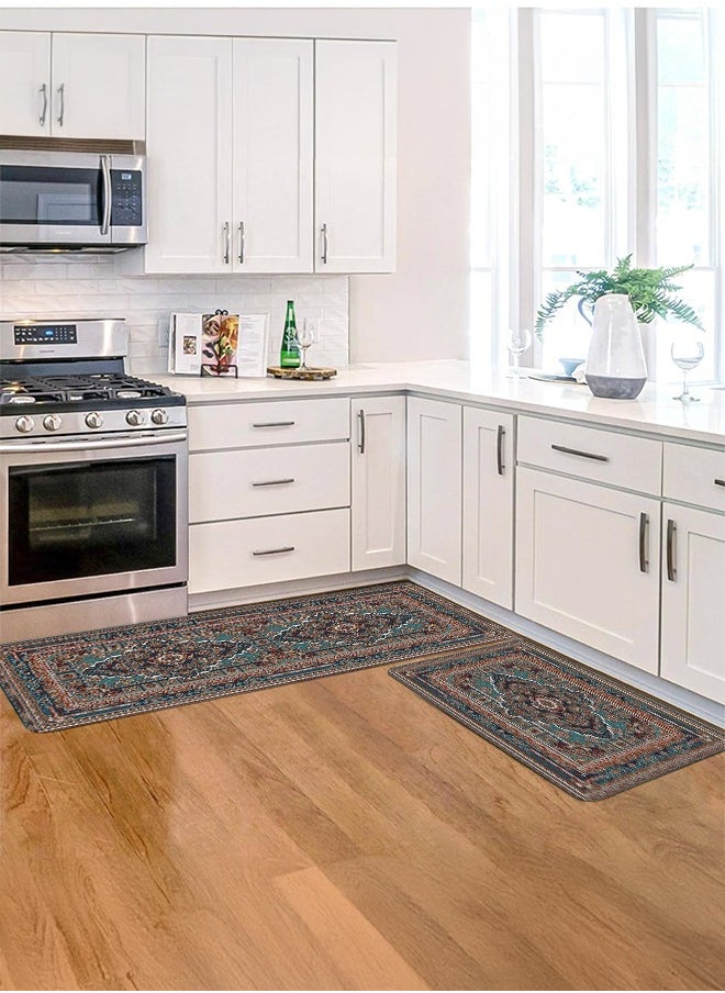 Generic 2 PCS Kitchen Floor Mats Rugs Set, Cushion Floor Carpet, Waterproof, Oil Resistant and Anti-Fatigue PU Standing Mat for Kitchen, Floor, Office, Sink, Laundry 45*75CM+45*120CM  - Image 5