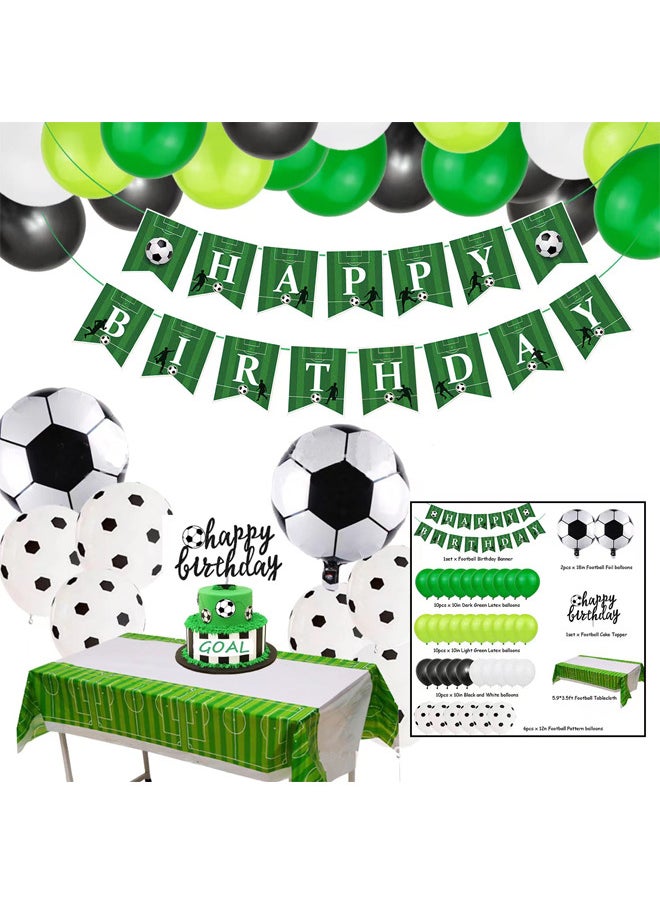 Zeemey - Soccer Party Decoration Balloon Garland Set with  Happy Birthday Banner,Soccer Banner, Cake Topper and Tablecloth,Perfect for Graduation Baby Shower Birthday Bachelorette Party Backdrop Decoration,Sui - Image 1
