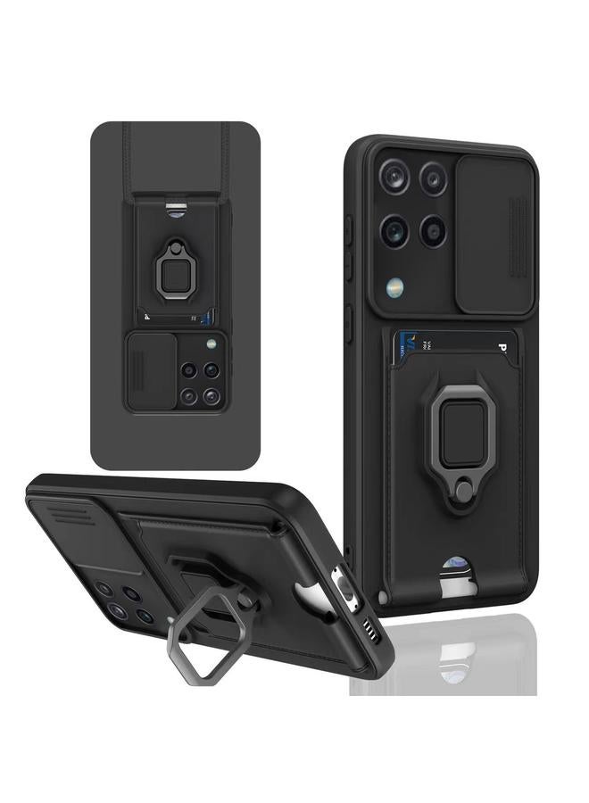 The Bros Case For Samsung Galaxy A12 4G Sliding Camshield Magnetic Card Holder Silicone Phone Case