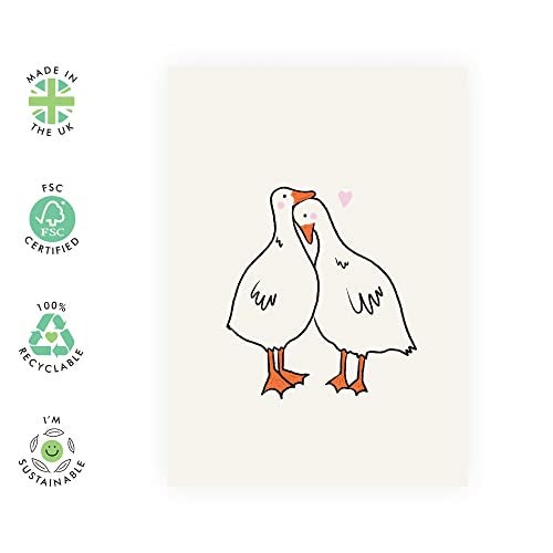 CENTRAL 23 Boyfriend Birthday Card - Girlfriend Anniversary Card - Ducks In Love - Wedding Anniversary Card For Husband Wife - Valentines Cards For Her - I Miss You Card - Comes With Fun Stickers - Image 2