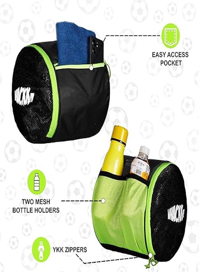 WHACKK Kick Soccer Black Green Football Equipment Bags|Basketball Volleyball Bags |Adjustable Strap Backpack |Ball Bag |Kitbag - Made in India - Image 3