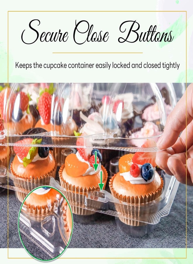 NPLUX 12 Count Cupcake Containers 12 Pack Cupcake Holders Plastic Stackable Cupcake Boxes with Detachable Tall Dome Lids and 144 Liners for 144 Cupcakes, BPA Free, Standard Size - Image 5