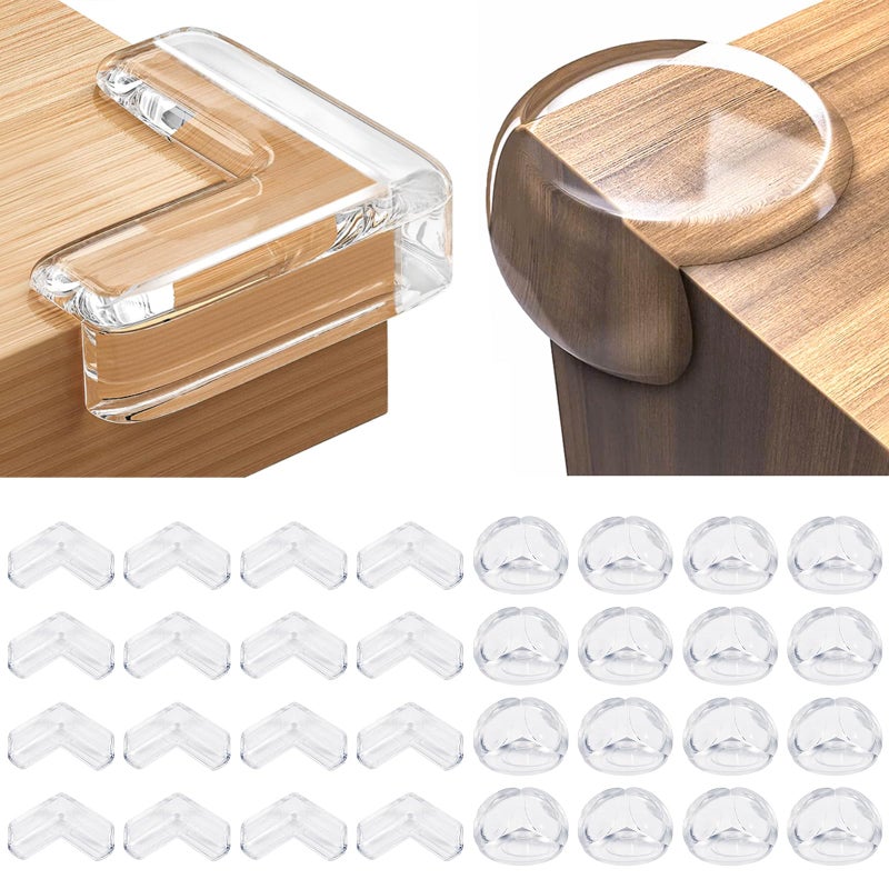 YIIFELL 32 Pack Corner Protector Baby, Table Corner Protectors for Baby Corner Protector Guards Clear Corner Protectors for Furniture Corner Protectors Corner Guards Baby Proof Corner Covers Baby Safety - Image 1