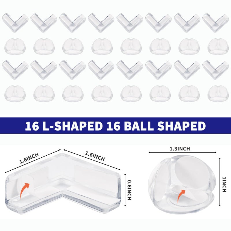 YIIFELL 32 Pack Corner Protector Baby, Table Corner Protectors for Baby Corner Protector Guards Clear Corner Protectors for Furniture Corner Protectors Corner Guards Baby Proof Corner Covers Baby Safety - Image 2