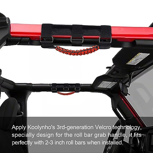 KOOLYNHO Roll Bar Grab Handles Hand Grips Accessories Paracord Hand Grab for Jeep Wrangler JL JK TJ YJ Gladiator Sahara Rubicon Unlimited (Red 2 Pack) - Image 3
