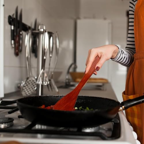 XML Spatula Set for Non-Stick Pan and Tawa Handmade Natural Wooden For Kitchen Accessories Items Tools Wood Turner for Frying, Non-Scratch Cookware Long Handle for Healthy Cooking Utensils (Pack of 3) - Image 4