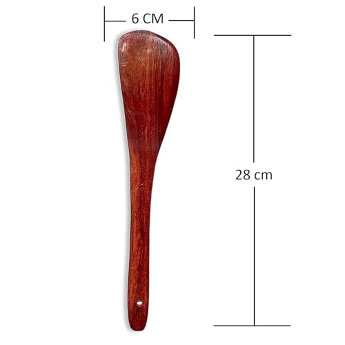 XML Spatula Set for Non-Stick Pan and Tawa Handmade Natural Wooden For Kitchen Accessories Items Tools Wood Turner for Frying, Non-Scratch Cookware Long Handle for Healthy Cooking Utensils (Pack of 3) - Image 3