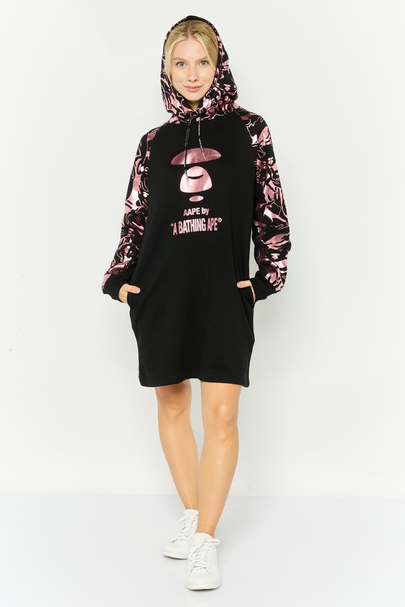 Aape By A Bathing Ape Women Brand Logo Hooded Dress, Pink - Image 1