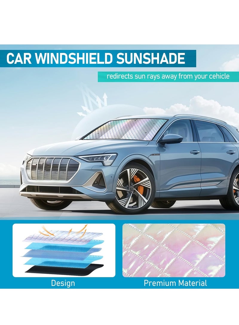 BESTPEAK Foldable Car Windshield Sunshade with Storage Pouch, Front Windshield Reflective Sunshade, Car Window Sunshade for Sun Heat Protection and Block UV Rays, Keep Vehicle Cooler - Image 4