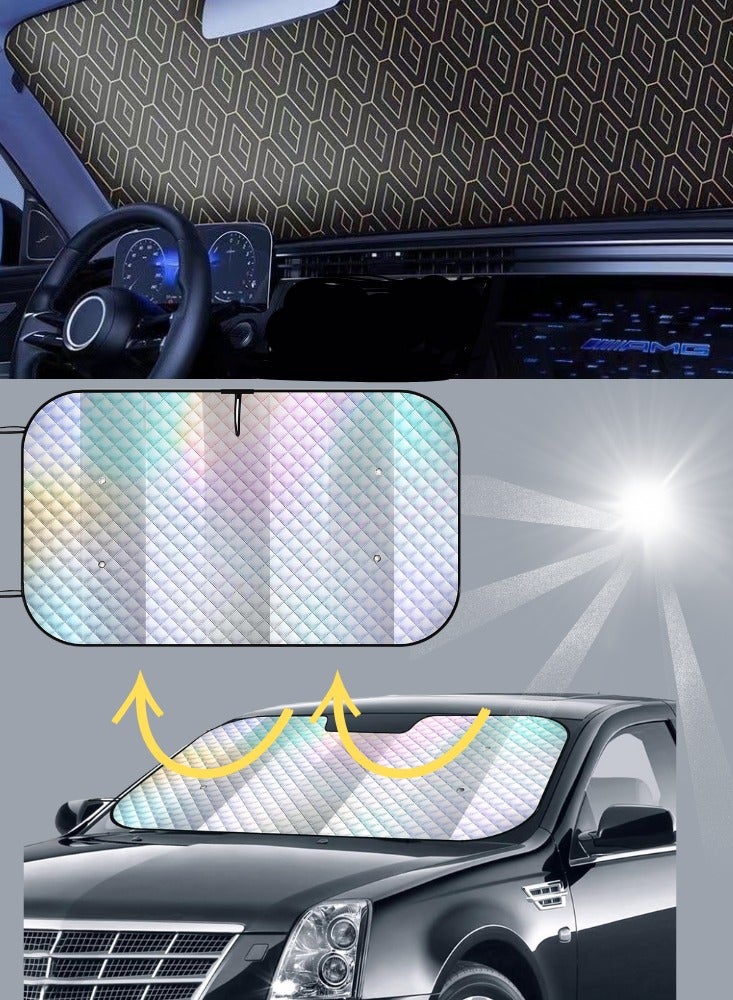 BESTPEAK Foldable Car Windshield Sunshade with Storage Pouch, Front Windshield Reflective Sunshade, Car Window Sunshade for Sun Heat Protection and Block UV Rays, Keep Vehicle Cooler - Image 2