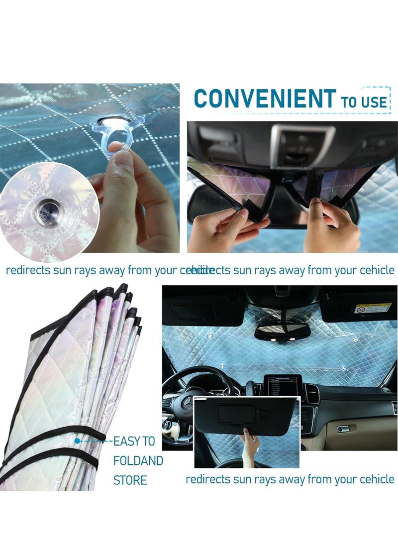 BESTPEAK Foldable Car Windshield Sunshade with Storage Pouch, Front Windshield Reflective Sunshade, Car Window Sunshade for Sun Heat Protection and Block UV Rays, Keep Vehicle Cooler - Image 5