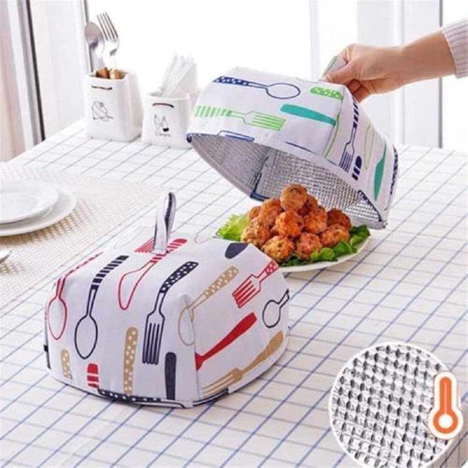 iSTORE Foldable Heat Preservation Food Cover Insulated Keep Warm Vegetable Reusable Aluminum Foil Cover Dishes Insulation Kitchen Nets Anti Fly Mosquito Food Cover - Image 1