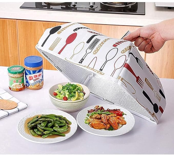 iSTORE Foldable Heat Preservation Food Cover Insulated Keep Warm Vegetable Reusable Aluminum Foil Cover Dishes Insulation Kitchen Nets Anti Fly Mosquito Food Cover - Image 2