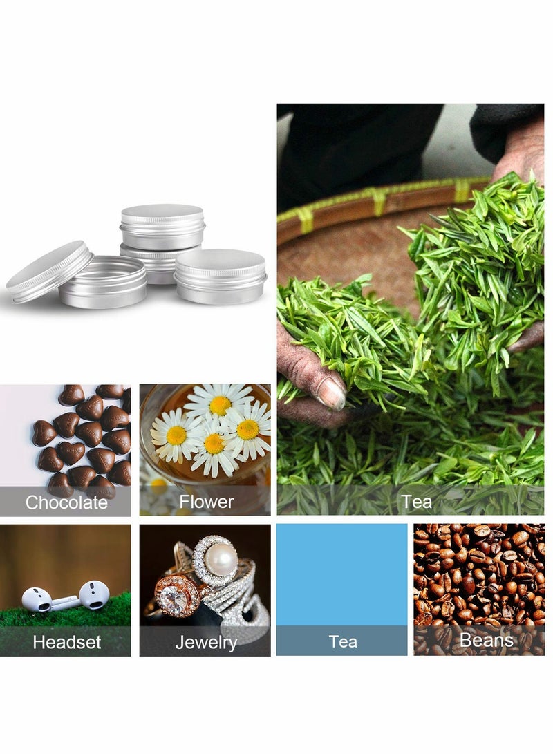 24 قطعة علب تخزين دائرية من الألمنيوم مع أغطية دوارة آمنة للتنظيم - Image 4