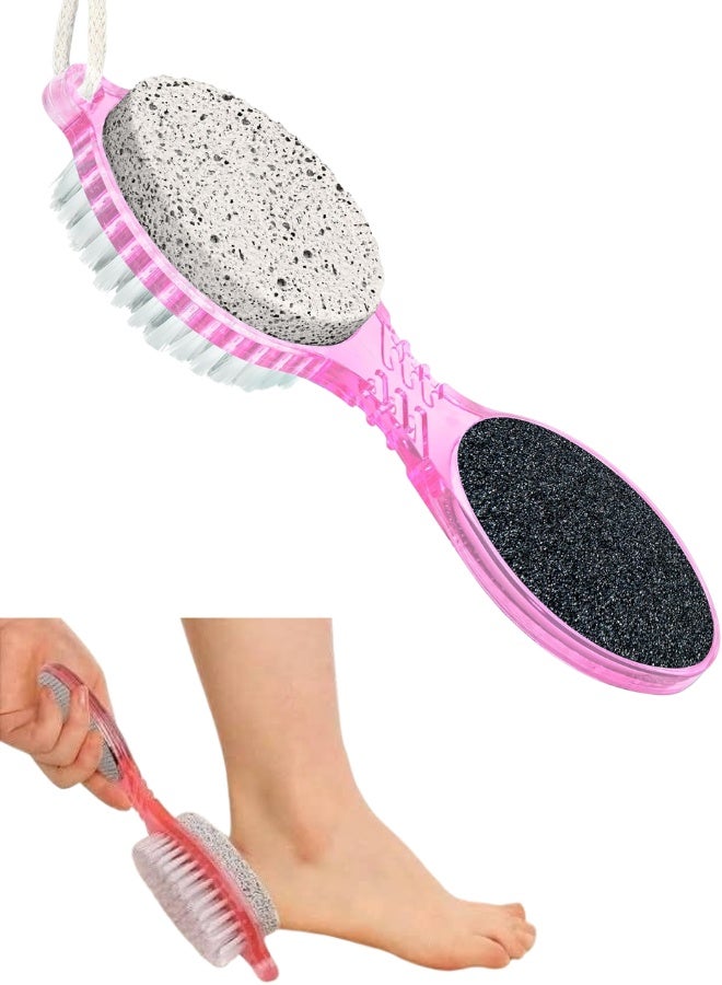 مجموعة أدوات باديكير 4 في 1 للعناية بالقدمين – حجر خفاف لإزالة الجلد الميت + فرشاة تنظيف الأظافر والقدم + مبرد معدني ولوح صنفرة – طقم مانيكير وباديكير احترافي لتنعيم الكعبين والقدمين (قطعة واحدة) - Image 1