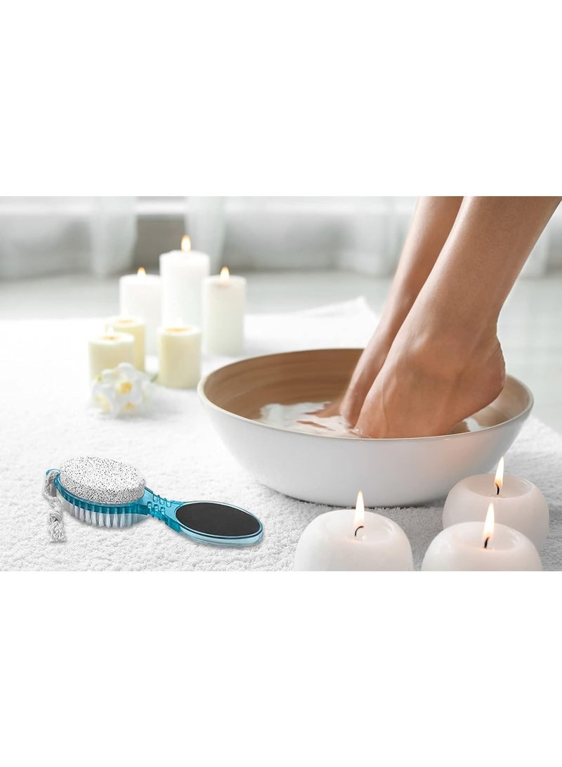 مجموعة أدوات باديكير 4 في 1 للعناية بالقدمين – حجر خفاف لإزالة الجلد الميت + فرشاة تنظيف الأظافر والقدم + مبرد معدني ولوح صنفرة – طقم مانيكير وباديكير احترافي لتنعيم الكعبين والقدمين (قطعة واحدة) - Image 3