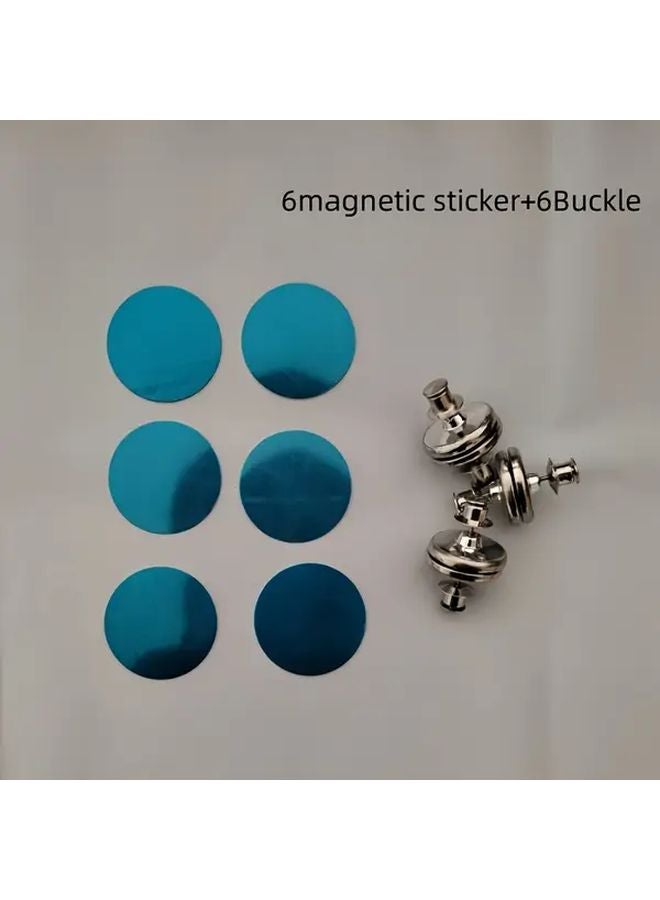 6pcs Modern Metal Magnetic Hooks Set 6 Magnets 6 Buckles Easy Install Wall Hanging Shower Curtains - Image 1