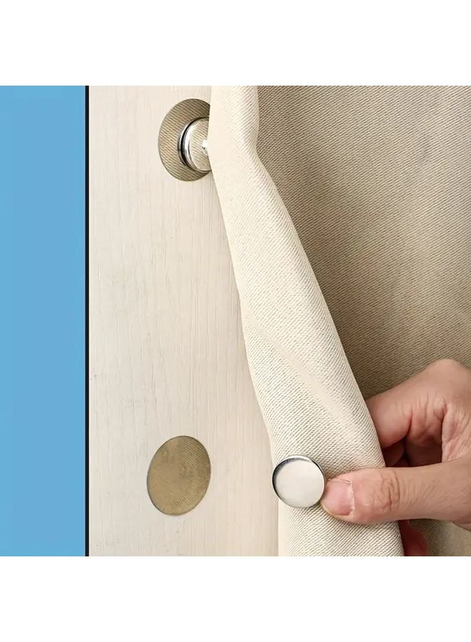 6pcs Modern Metal Magnetic Hooks Set 6 Magnets 6 Buckles Easy Install Wall Hanging Shower Curtains - Image 2