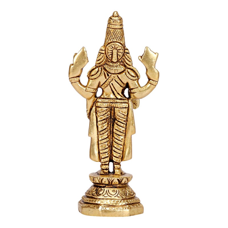 ARTVARKO Brass Tirupati Balaji Venkateshwara Murti Idol Statue Lord Srinivasa Pooja Home Office Temple Decor Gift 375 Inch Religious - Image 5