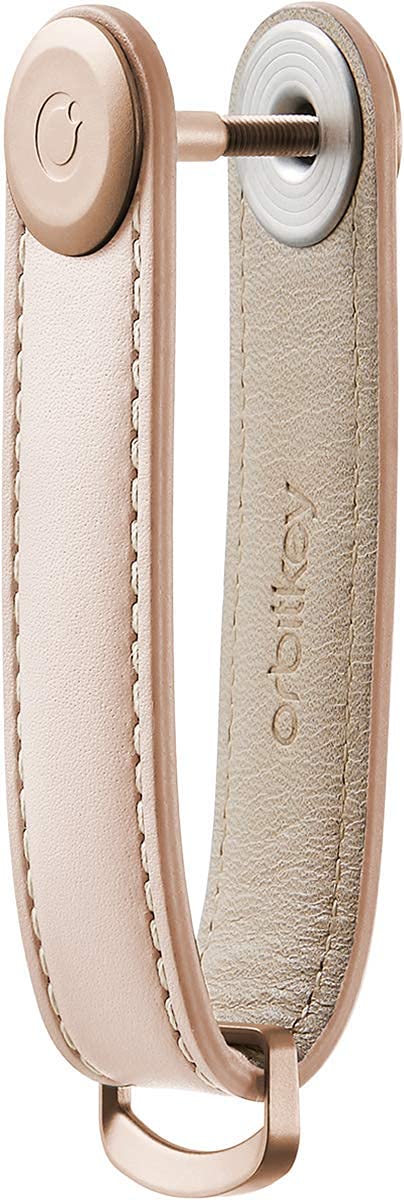 Orbitkey Leather Key Organizer | Durable, Stainless Steel Locking Mechanism, Slim & Quiet Profile | Holds up to 7 Keys, Blush with Blush Stitching - Image 2