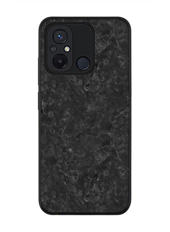 Stylizedd Rugged Black edge case for Xiaomi Redmi 12C 4G, Slim fit Soft Case Flexible Rubber Edges Anti Drop TPU Gel Thin Cover -  Marble Texture Black - Image 1