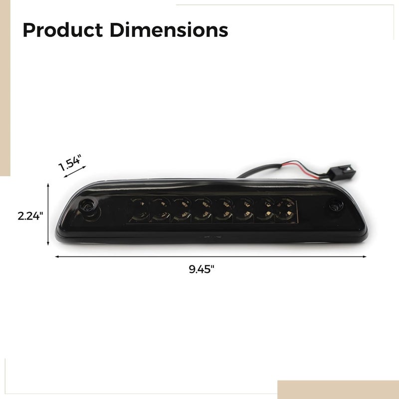 ضوء الفرامل الثالث، مصباح LED عالي التثبيت لموديلات 2005-2015، هيكل أسود، رقم OEM 8157004030، يشمل الأسلاك - Image 4