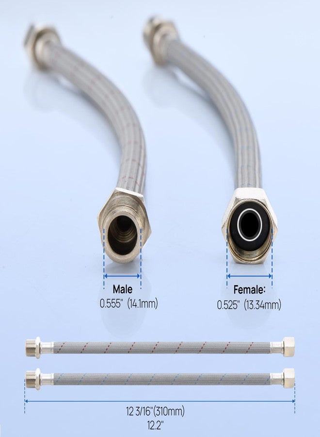 J-HVA Faucet Supply Lines Length 12" x G 3/8 Female Thread Connector Braided Nylon Extension Hoses for Bathroom Kitchen Sink Faucet Hose Filter, Stainless Steel Nut (1 Pair) - Image 2