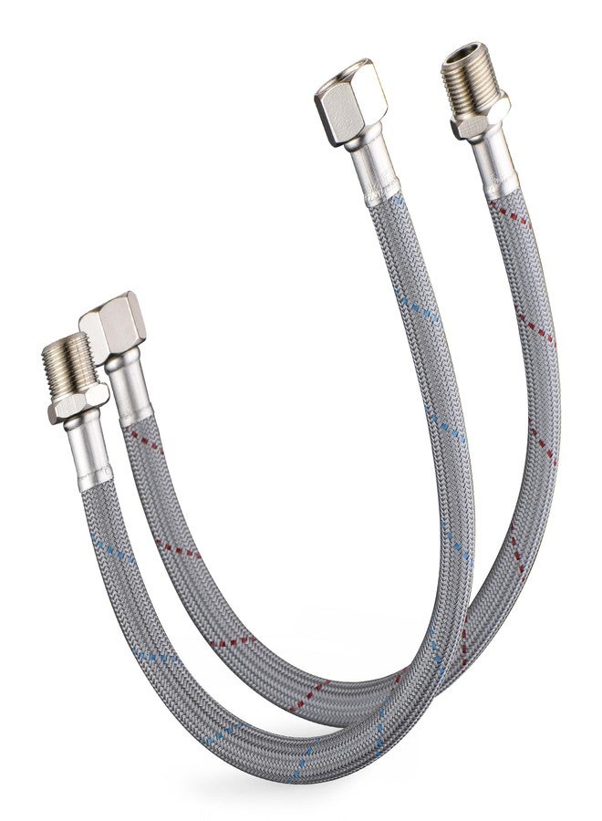 J-HVA Faucet Supply Lines Length 12" x G 3/8 Female Thread Connector Braided Nylon Extension Hoses for Bathroom Kitchen Sink Faucet Hose Filter, Stainless Steel Nut (1 Pair) - Image 1