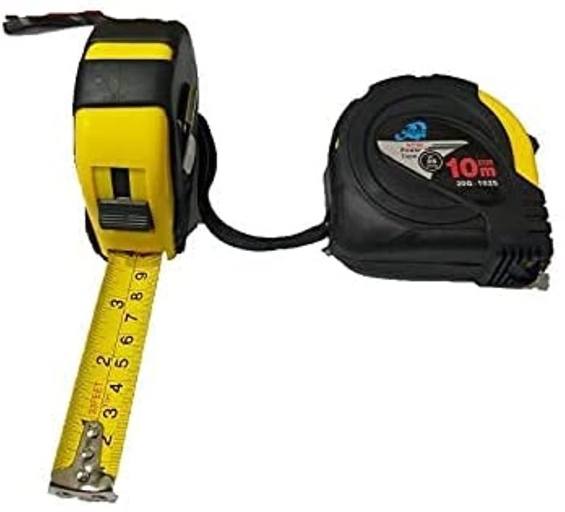 AQSON 10M/32ft Metallic Tape Measure - Metric & Inches Measuring Tool with Soft Touch Grip