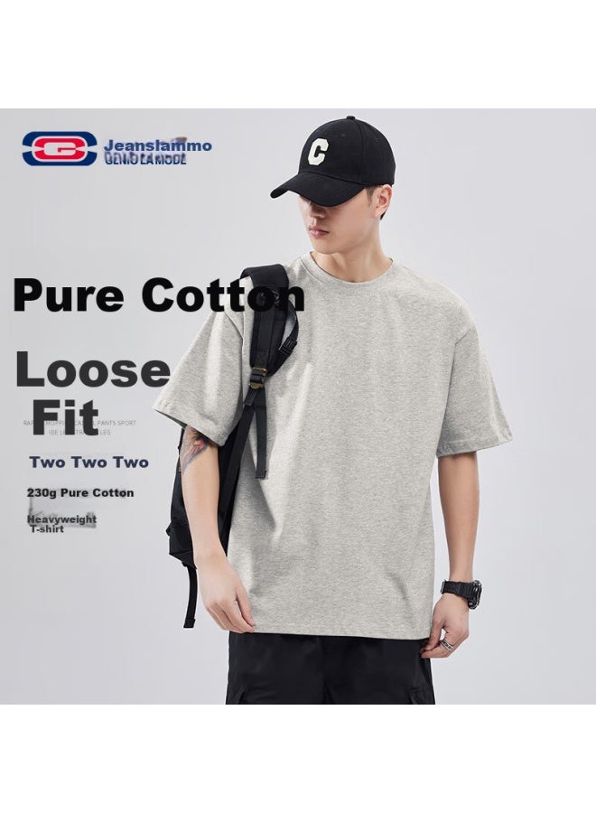 Geniolamode Men's Short Sleeve T-shirt, Pure Cotton Heavyweight Comfortable Breathable Loose-fit Casual Basic T-shirt - Image 1