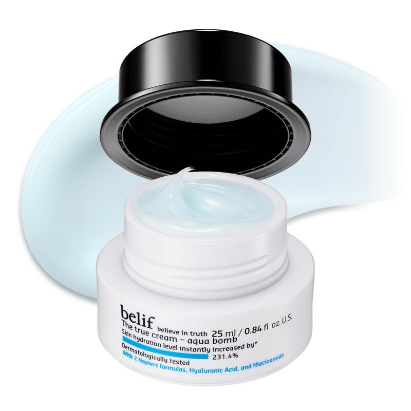 belif Aqua Bomb  Daily Niacinamide Hydrating Moisturizer Lightweight Plumping Facial Cream with Hyaluronic Acid  Squalane Cooling Effect AntiAging Korean Skincare 084 fl oz 25ml