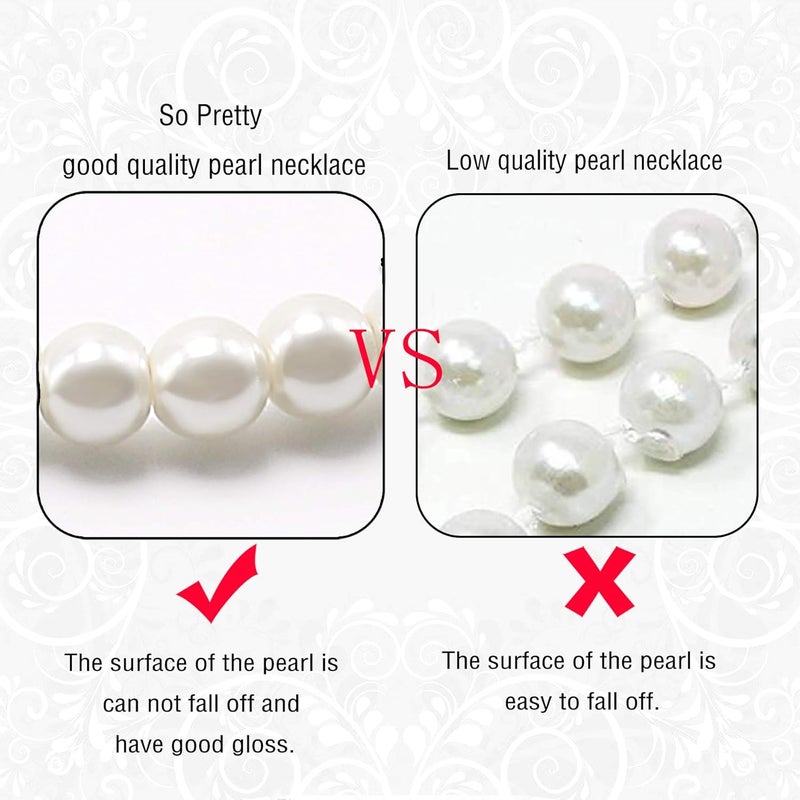Aisansty Long Pearl Necklaces for Women Cream White Faux Pearl Strand Layered Necklace Costume Jewelry - Image 4