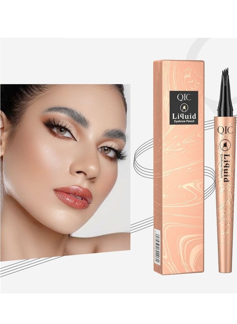 QIC - Eyebrow Pencil Microblade Brow Pen Microblade Eyebrow Pen With 4 Micro Fork Tips Eyebrow Pencil Waterproof Microblading Pen Long Lasting Smudge Proof for Natural Look Grey #3 - Image 1
