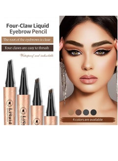 QIC Eyebrow Pencil Microblade Brow Pen Microblade Eyebrow Pen With 4 Micro Fork Tips Eyebrow Pencil Waterproof Microblading Pen Long Lasting Smudge Proof for Natural Look Grey #3  - Image 3