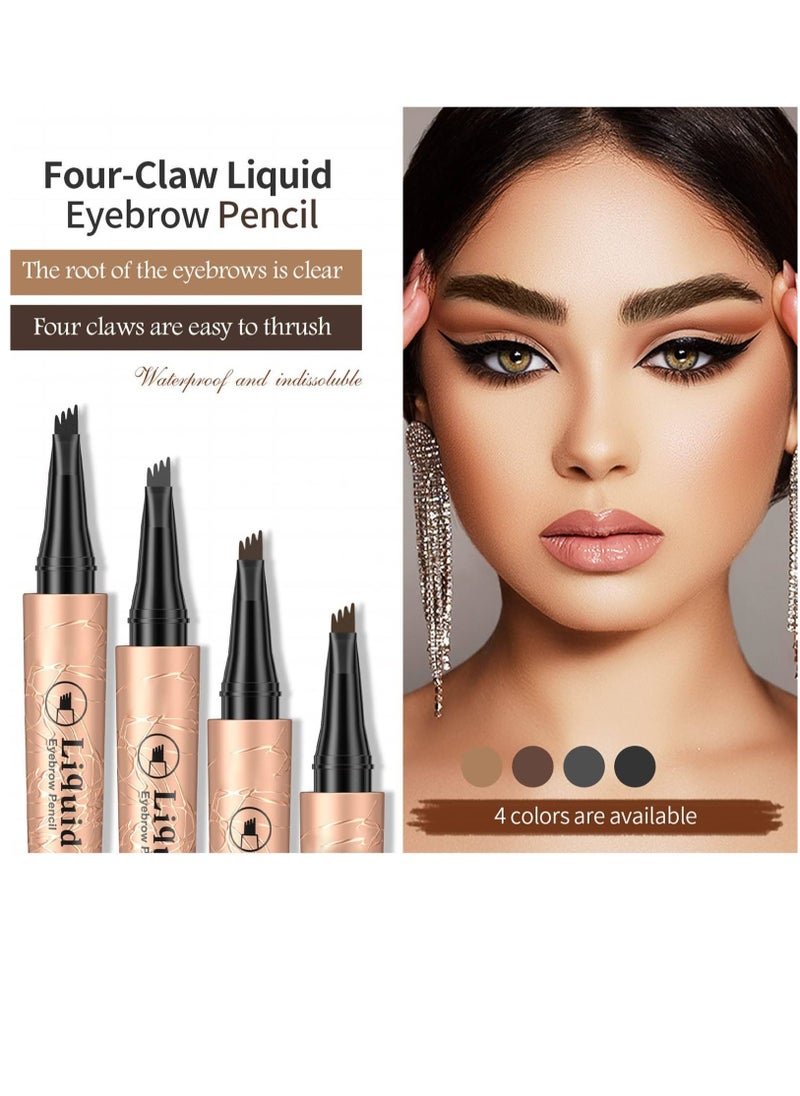 QIC - Eyebrow Pencil Microblade Brow Pen Microblade Eyebrow Pen With 4 Micro Fork Tips Eyebrow Pencil Waterproof Microblading Pen Long Lasting Smudge Proof for Natural Look Grey #3 - Image 1