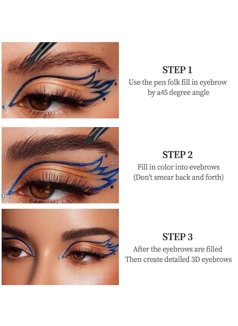 QIC - Eyebrow Pencil Microblade Brow Pen Microblade Eyebrow Pen With 4 Micro Fork Tips Eyebrow Pencil Waterproof Microblading Pen Long Lasting Smudge Proof for Natural Look Grey #3 - Image 1