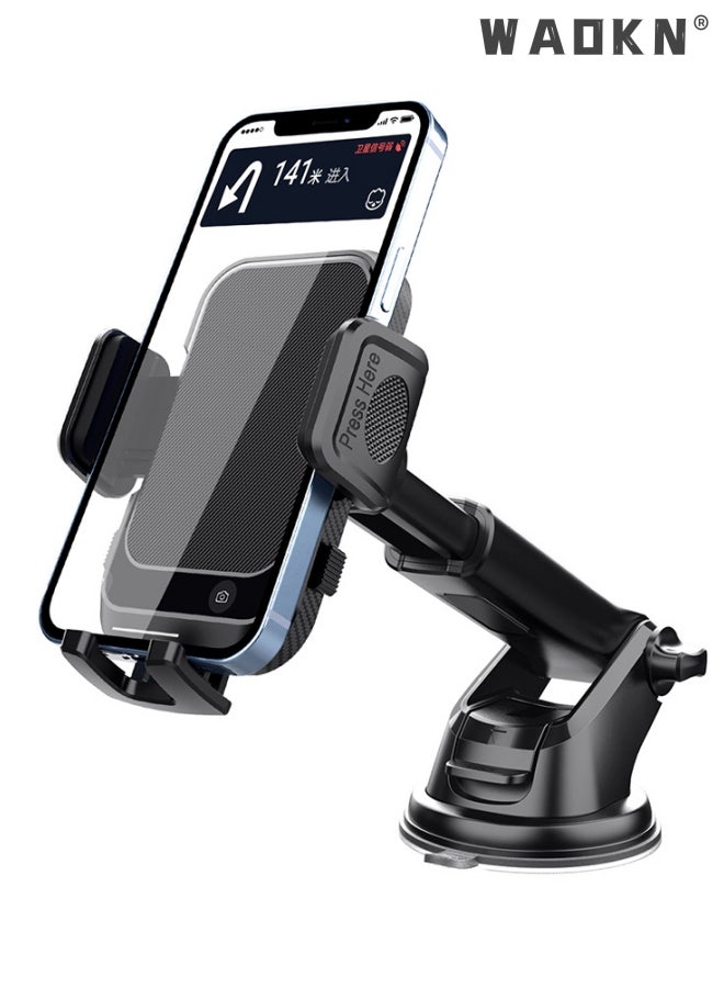 دبليو أيه أو كي أن حامل هاتف السيارة للوحة القيادة / الزجاج الأمامي حامل متنقل للسيارة مع كوب شفط حامل موبايل للسيارة لوحة القيادة حامل سيارة للجوال متوافق مع iPhone 13/14/15 Pro Max Galaxy S23 / S24 Ultra Black - Image 2