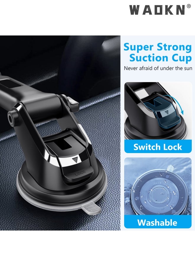 دبليو أيه أو كي أن حامل هاتف السيارة للوحة القيادة / الزجاج الأمامي حامل متنقل للسيارة مع كوب شفط حامل موبايل للسيارة لوحة القيادة حامل سيارة للجوال متوافق مع iPhone 13/14/15 Pro Max Galaxy S23 / S24 Ultra Black - Image 5