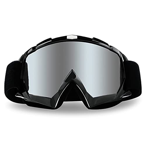 4-FQ Motorcycle Goggles Dirt Bike Goggles Anti UV Safety Goggles Anti Scratch Motocross Goggles Dustproof Motorcycle Glasses Motorbike Goggles for Cycling Riding Climbing Skiing-Sliver Lens - Image 1