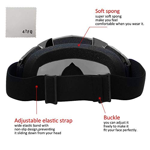 4-FQ Motorcycle Goggles Dirt Bike Goggles Anti UV Safety Goggles Anti Scratch Motocross Goggles Dustproof Motorcycle Glasses Motorbike Goggles for Cycling Riding Climbing Skiing-Sliver Lens - Image 3