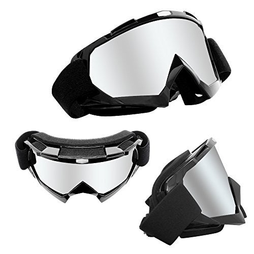 4-FQ Motorcycle Goggles Dirt Bike Goggles Anti UV Safety Goggles Anti Scratch Motocross Goggles Dustproof Motorcycle Glasses Motorbike Goggles for Cycling Riding Climbing Skiing-Sliver Lens - Image 5