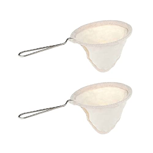 ccHuDE 2 Pcs Flannel Cloth Coffee Filter Strainers Small Coffee Filter Sock Fabric Tea Filter Dripper with Stainless Steel Handle