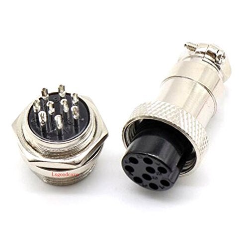 Lsgoodcare Aviation Plugs GX16-9, Lsgoodcare 10Pairs 16mm 9 Pin Din Female/Male Aviation Connector Plug with 10Pcs Aviations Plug Caps, 5A Metal Chassis Connector Socket - Image 2