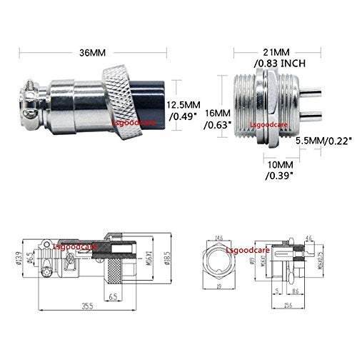 Lsgoodcare Aviation Plugs GX16-9, Lsgoodcare 10Pairs 16mm 9 Pin Din Female/Male Aviation Connector Plug with 10Pcs Aviations Plug Caps, 5A Metal Chassis Connector Socket - Image 4